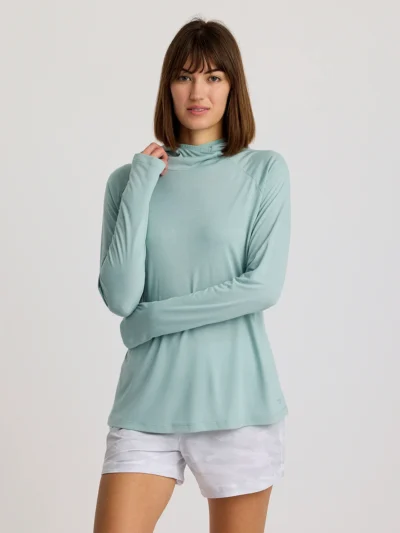 Free Fly Women's Bamboo Lightweight Hoodie II Ocean Mist Front