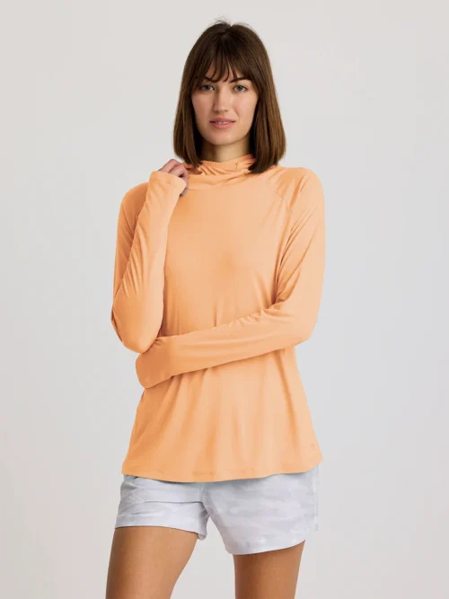 Free Fly Women's Bamboo Lightweight Hoodie II Tropic Orange Front