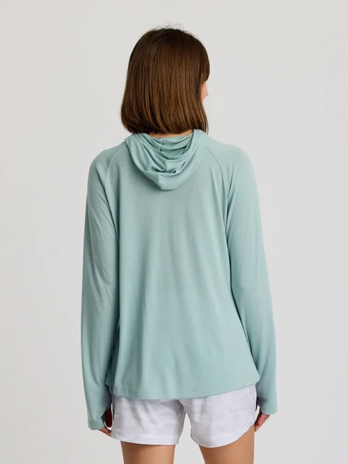 Free Fly Women's Bamboo Lightweight Hoodie II Ocean Mist Back
