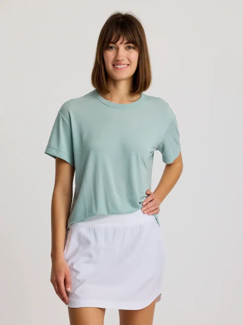Free Fly Women's Elevate Lightweight Tee Ocean Mist Front