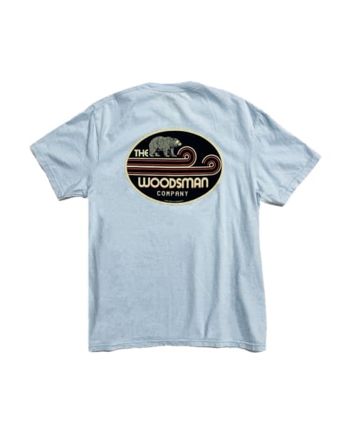 Men's Retro Bear Graphic Short Sleeve Tee in Chambray